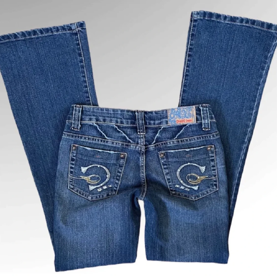 Blå bootcut jeans lågmidja - 2