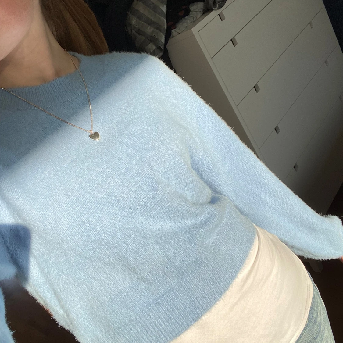 croppad stickad tröja