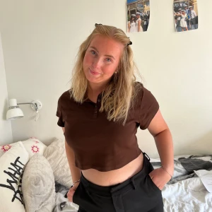 Brun croppad top - En brun cropped top, t-shirt, från H&m storlek M