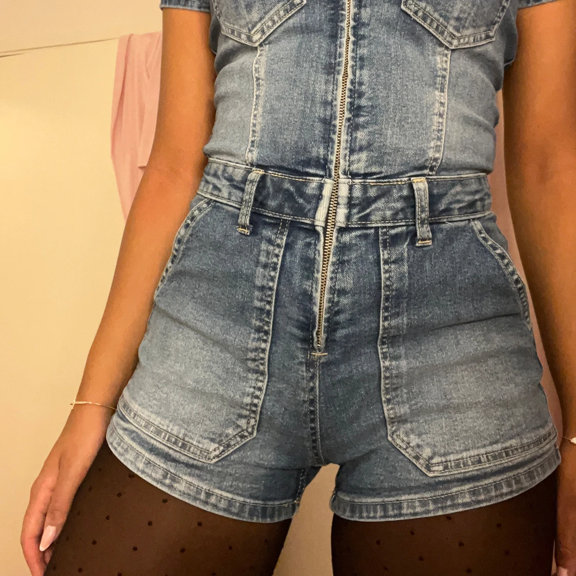 Jeansshorts med dragkedja - 90