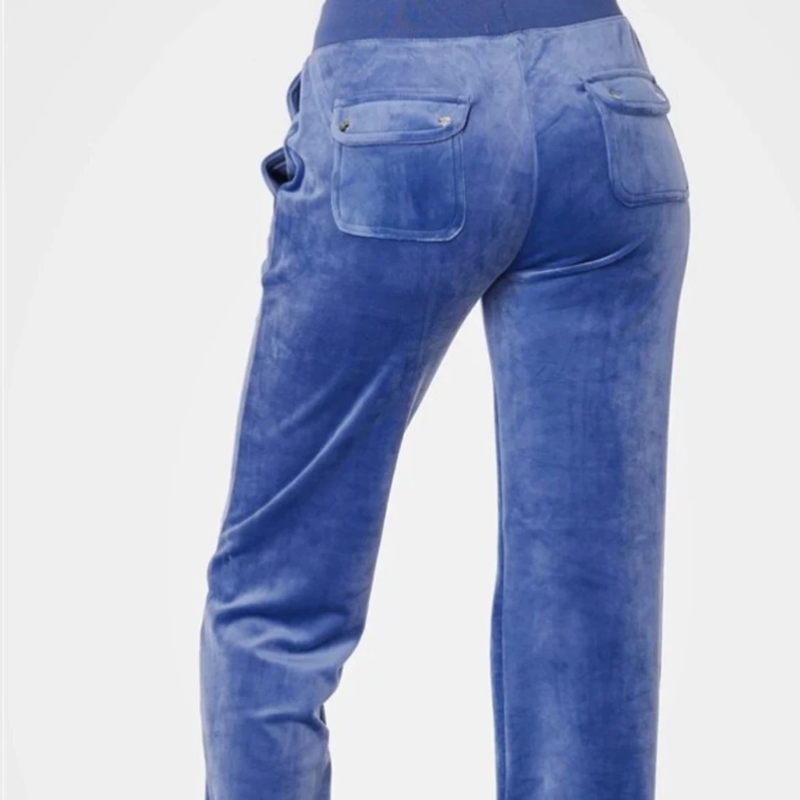 Blå mjukisbyxor i sammet - 90