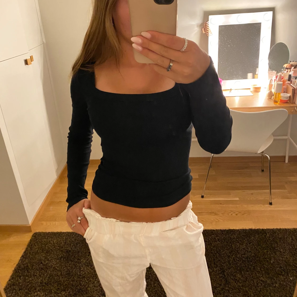 JÄTTE snygga rosa/vita randiga pyjamasbyxor