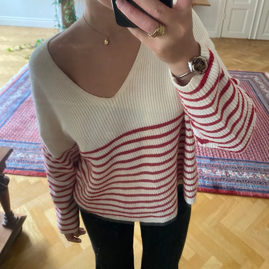 Randig stickad tröja  - 91
