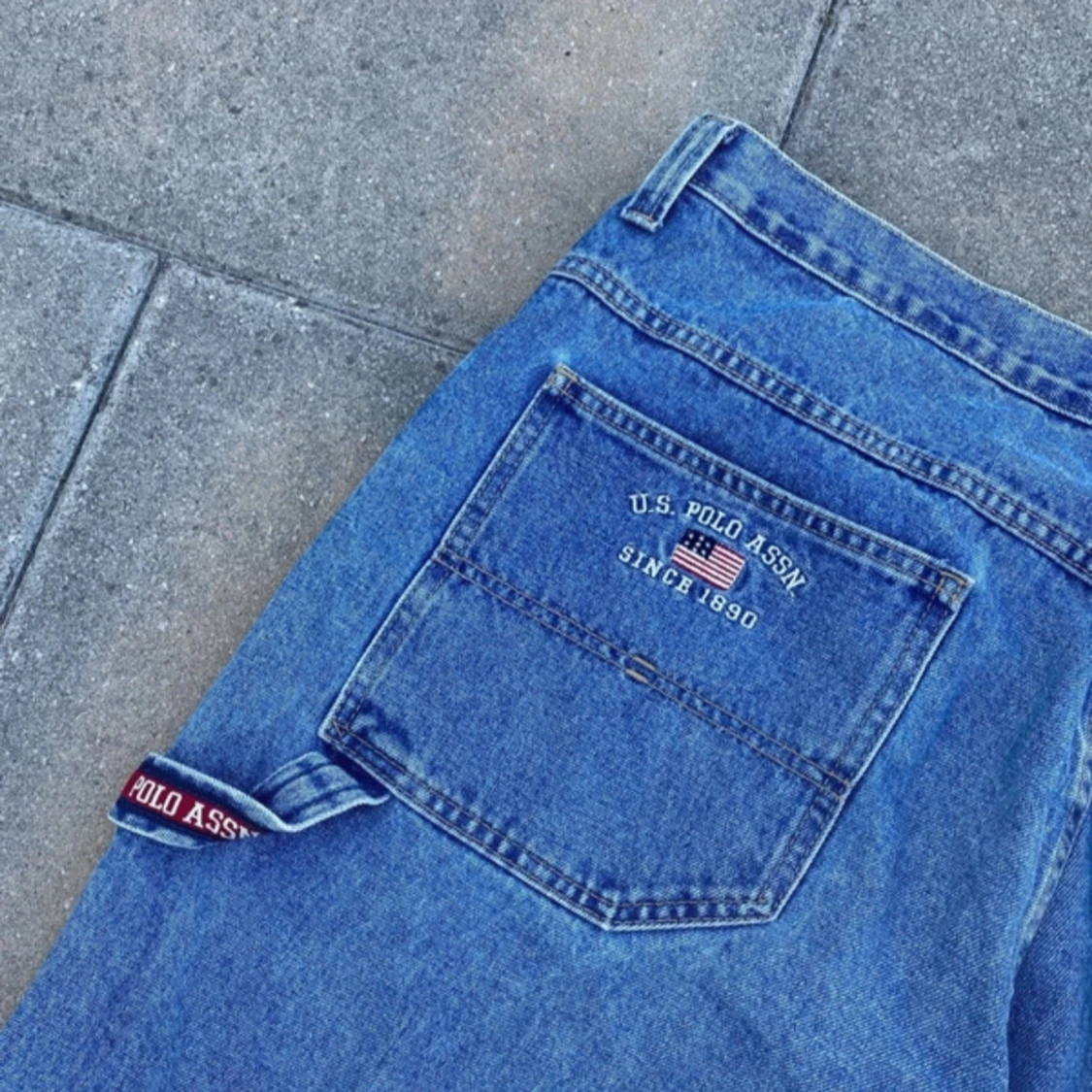 US polo assn y2k mega baggy Hiphop jorts denim jeans shorts - 90