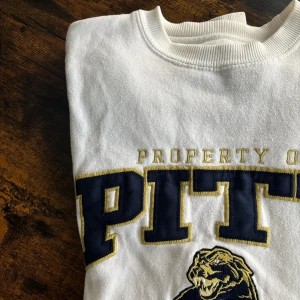 Vit College tröja  - Vit tjocktröja från Pittsburgh University. Köpt på secondhand men kommer tyvärr inte till användning. Bra kvalitet och passform S/M