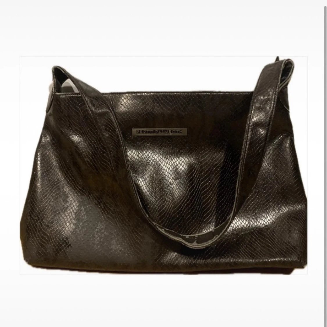 Vintage skinn liknande vintage handväsk