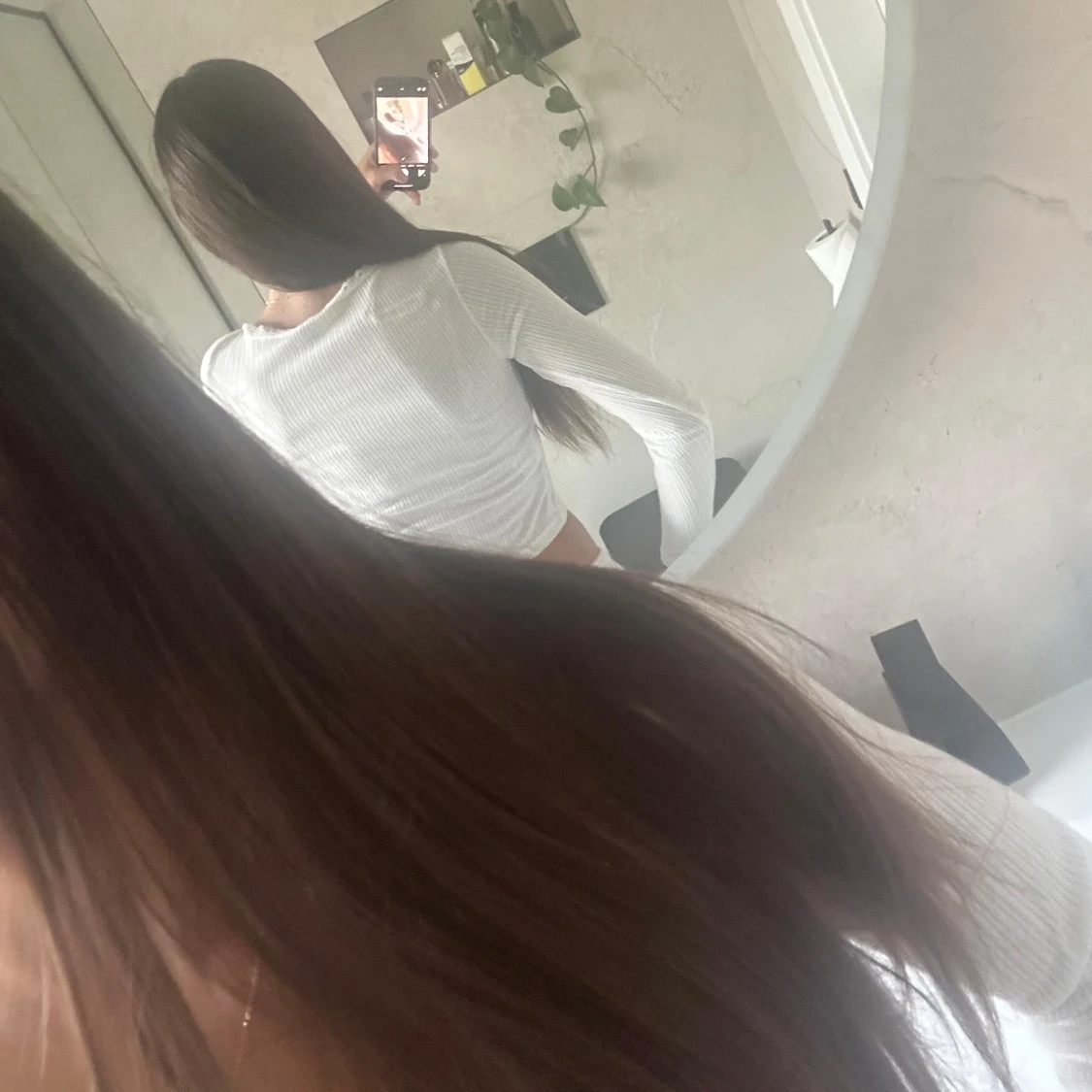 Vit ribbad croppad topp - 91