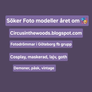 Söker fototeam  - Går gärna med i min fotogrupp Fotodrömmar i Göteborg på fb. Jag har många fotoplaner. Sagovärldar! 
