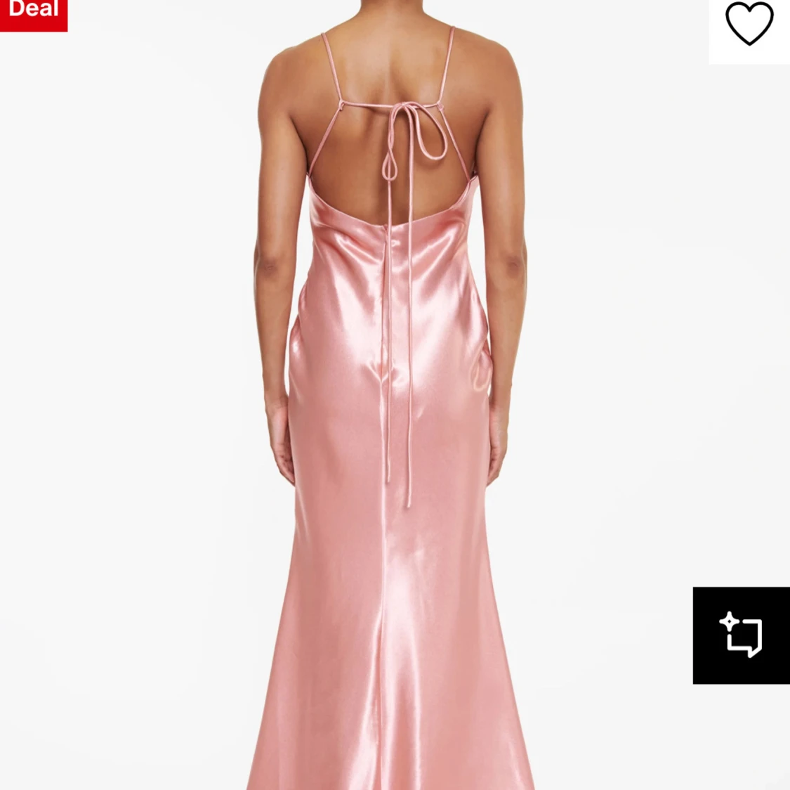 Rosa axelbandslös långklänning i satin - 1