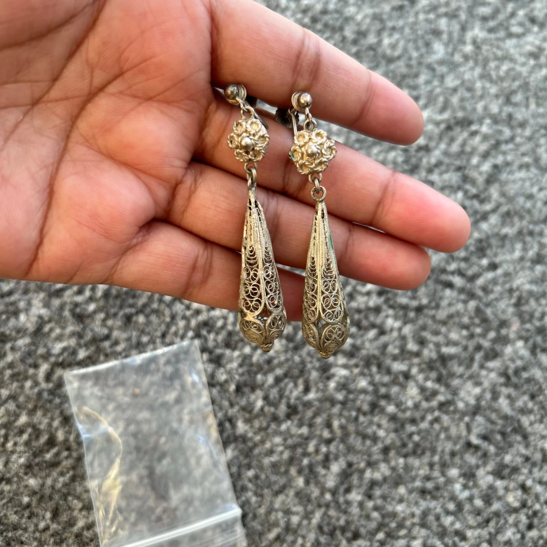 Äkta silver filigranörhängen - 1