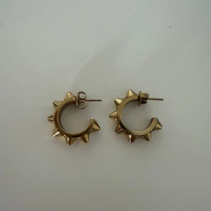 Guldörhängen med nitar från Edblad  - Snygga guldörhängen i form av creoler med nitar runtom. Perfekta för att ge en edgy touch till din stil. De är i en klassisk rund form och har en enkel stängning baktill. Säljer då dom inte kommer till användning. Vid snabba köp så kan priset diskuteras. Dom är använda i sparsamt skick !💓