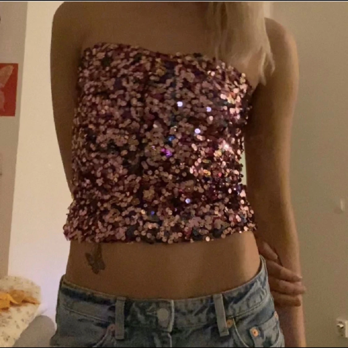 Glittrig topp zara