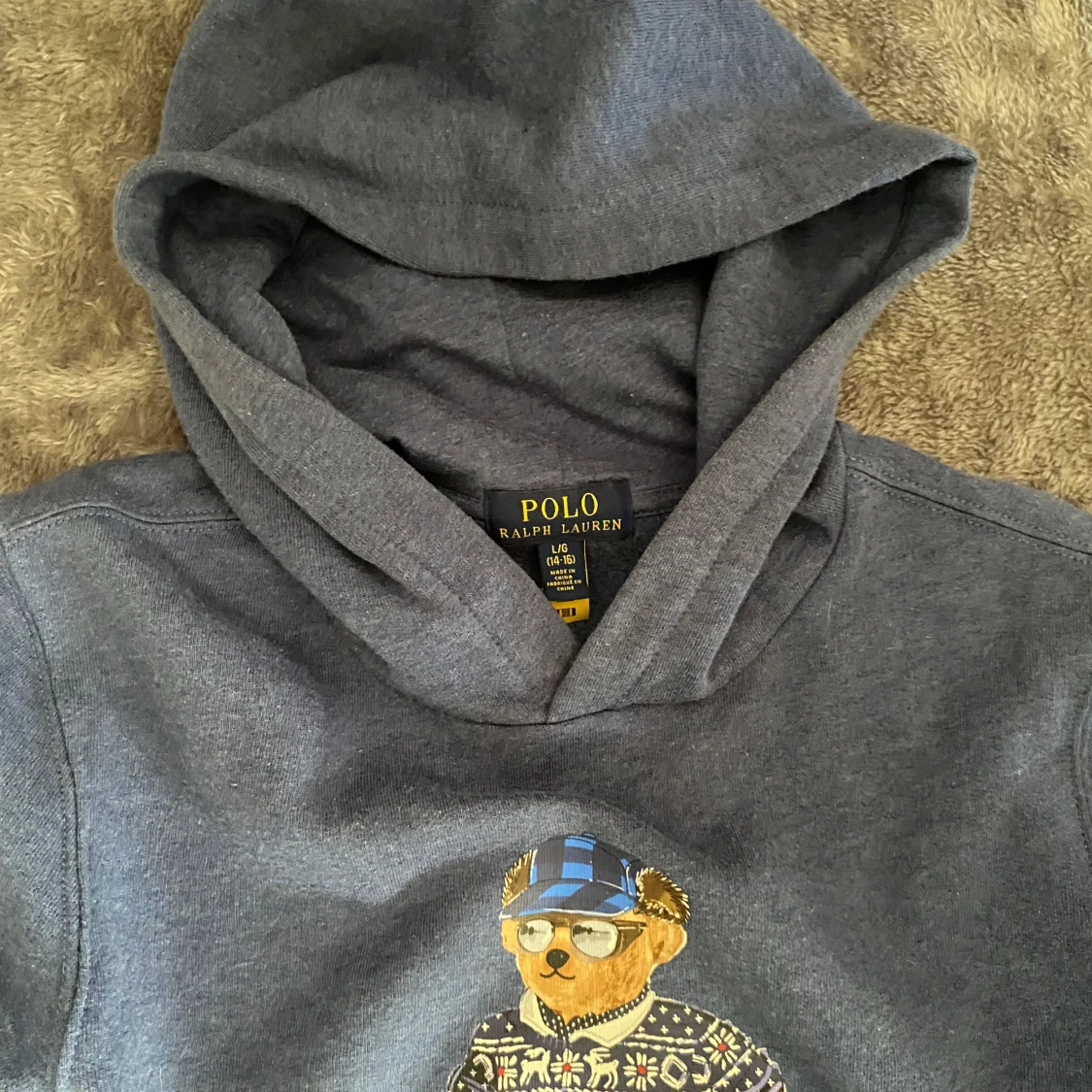 Blå Polo Ralph Lauren Bear hoodie  - 1