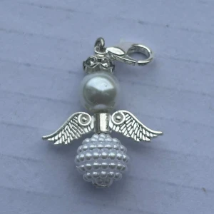 Vit bubbel ängel - Handgjord ängel, runt 3 cm stor , jätte fin