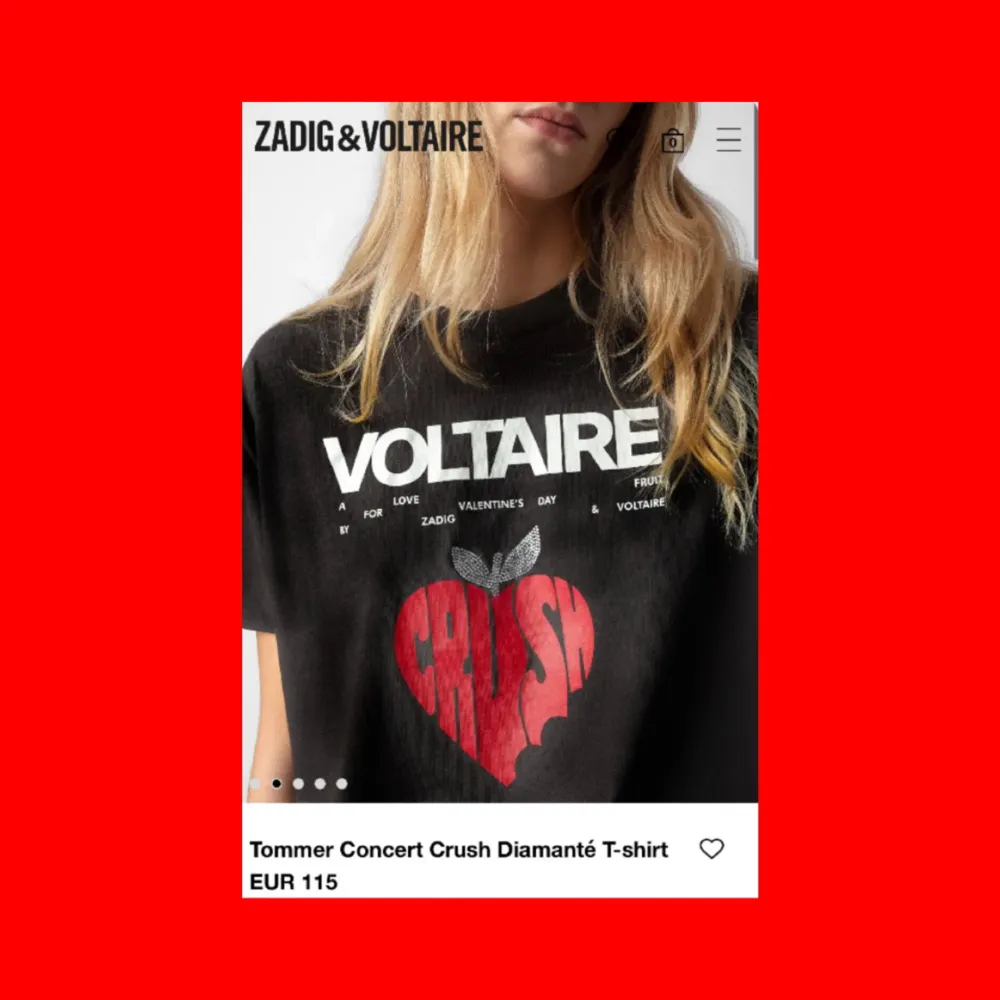 Zadig & Voltaire T-shirt Tommer Concert Crush Strass    Svart med text och andra detaljer. Använd en gång, mycket bra skick men saknar en liten paljett. Strl. S. T-shirts.