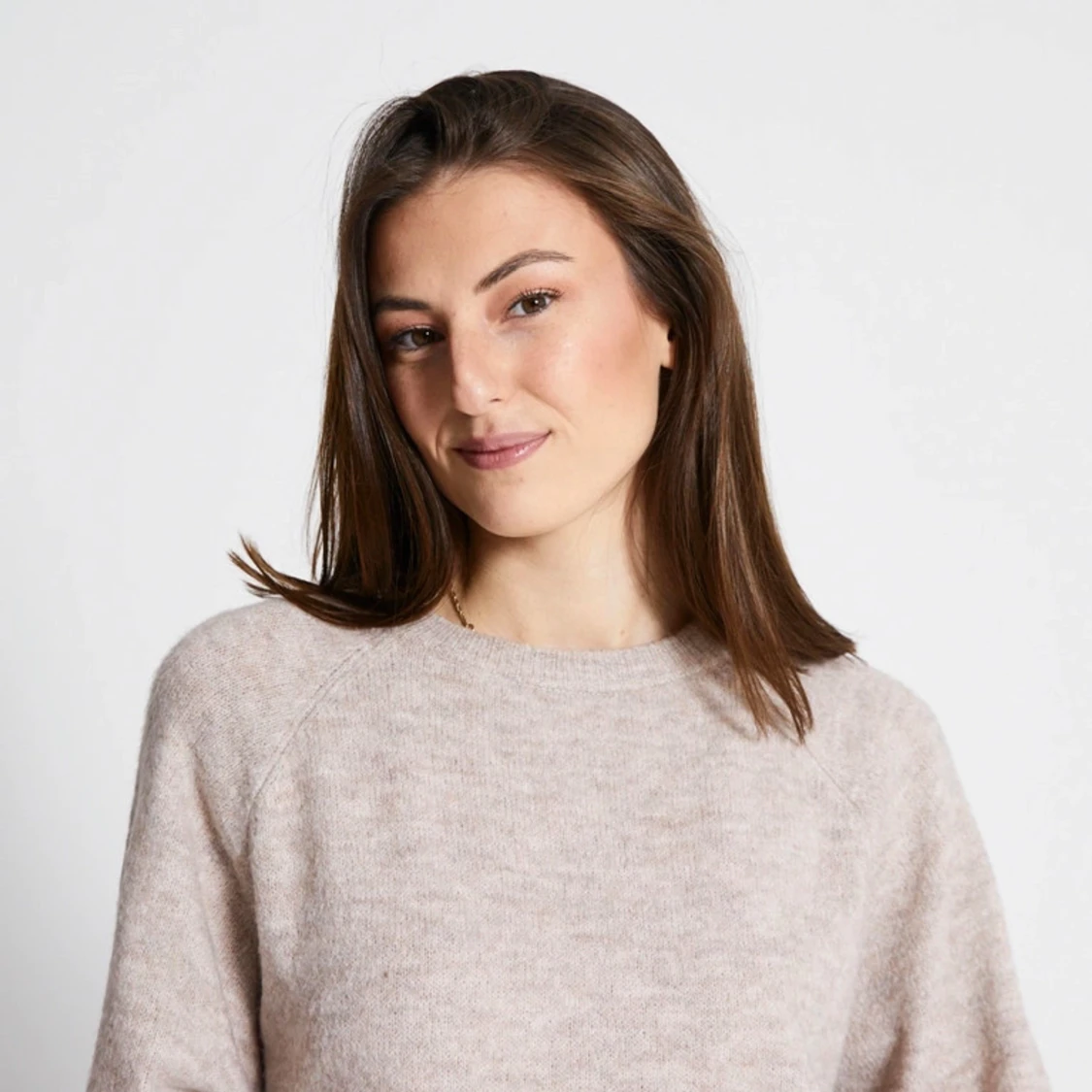 Beige stickad tröja - 91