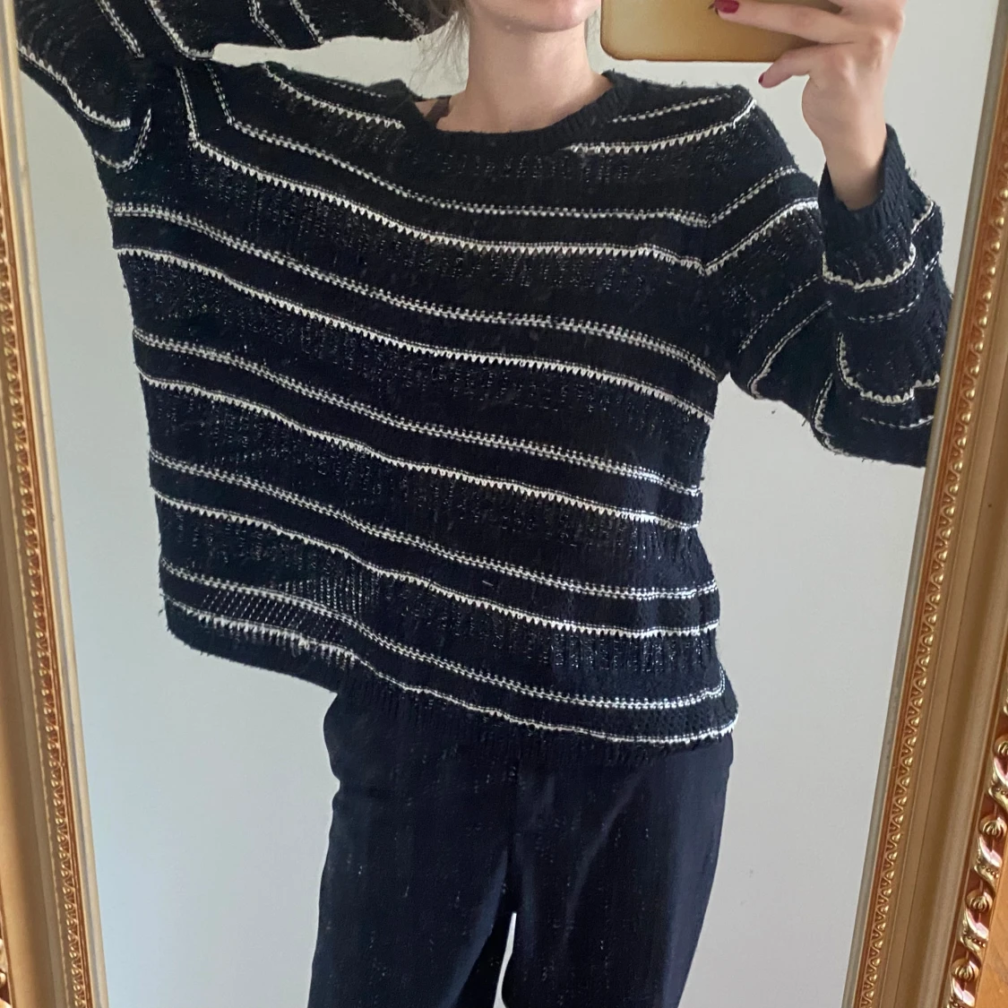 Stickad randig tröja - 90