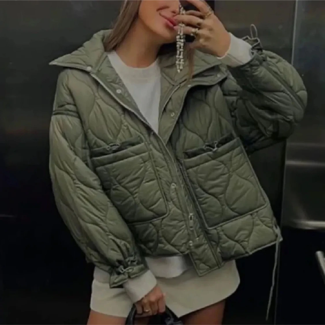 Grön quiltad jacka Zara - 1