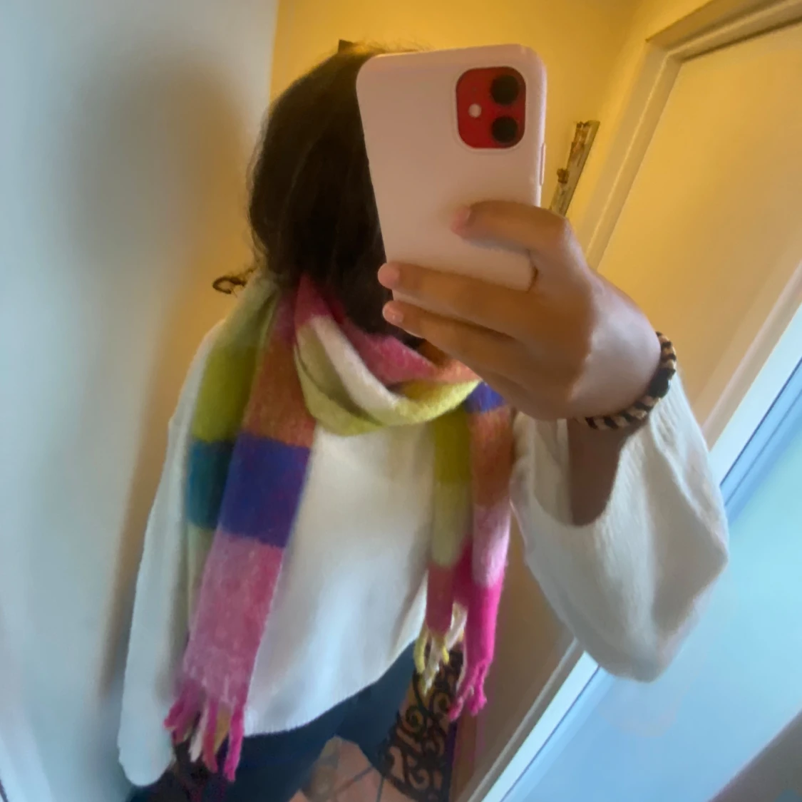 Färgglada stickad halsduk  - 90