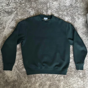 Mörkgrön Weekday tröja - Tröjan är köpt från weekday och är använd kanske 3 gånger. Den är i storlek XS men har en baggy fit så den passar dig som normalt vis har storlek M/S. Jag är t.ex. 180cm och väger ca 67kg och tröjan passar mig bra.  Meddela vid fler frågor !
