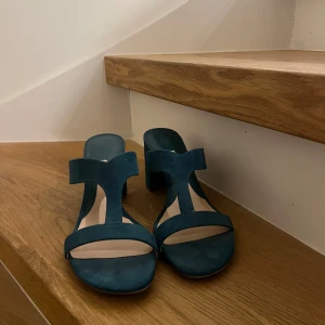 Blå sandaler med klack - Snygga blå sandaler med bred klack och öppen tå. Perfekta för en stilren look.