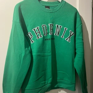 Grön sweatshirt med tryck - Säljer en grön sweatshirt som är i nyskick och har inga fläckar eller skavanker på sig. 