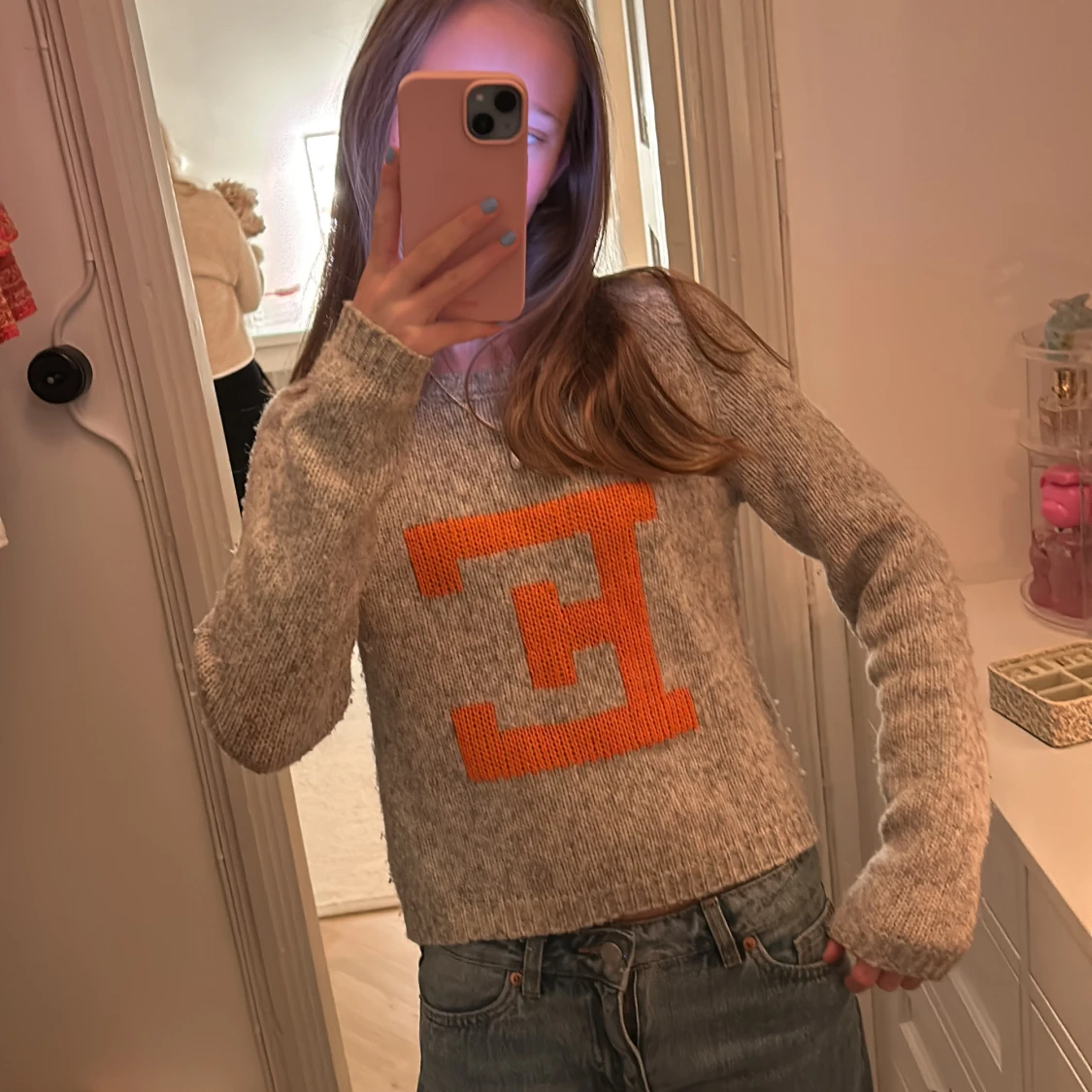 Grå stickad tröja från Envii - 90