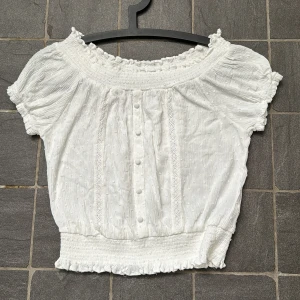 Romantik blus - Söt romantik blus vit, kortärmad 