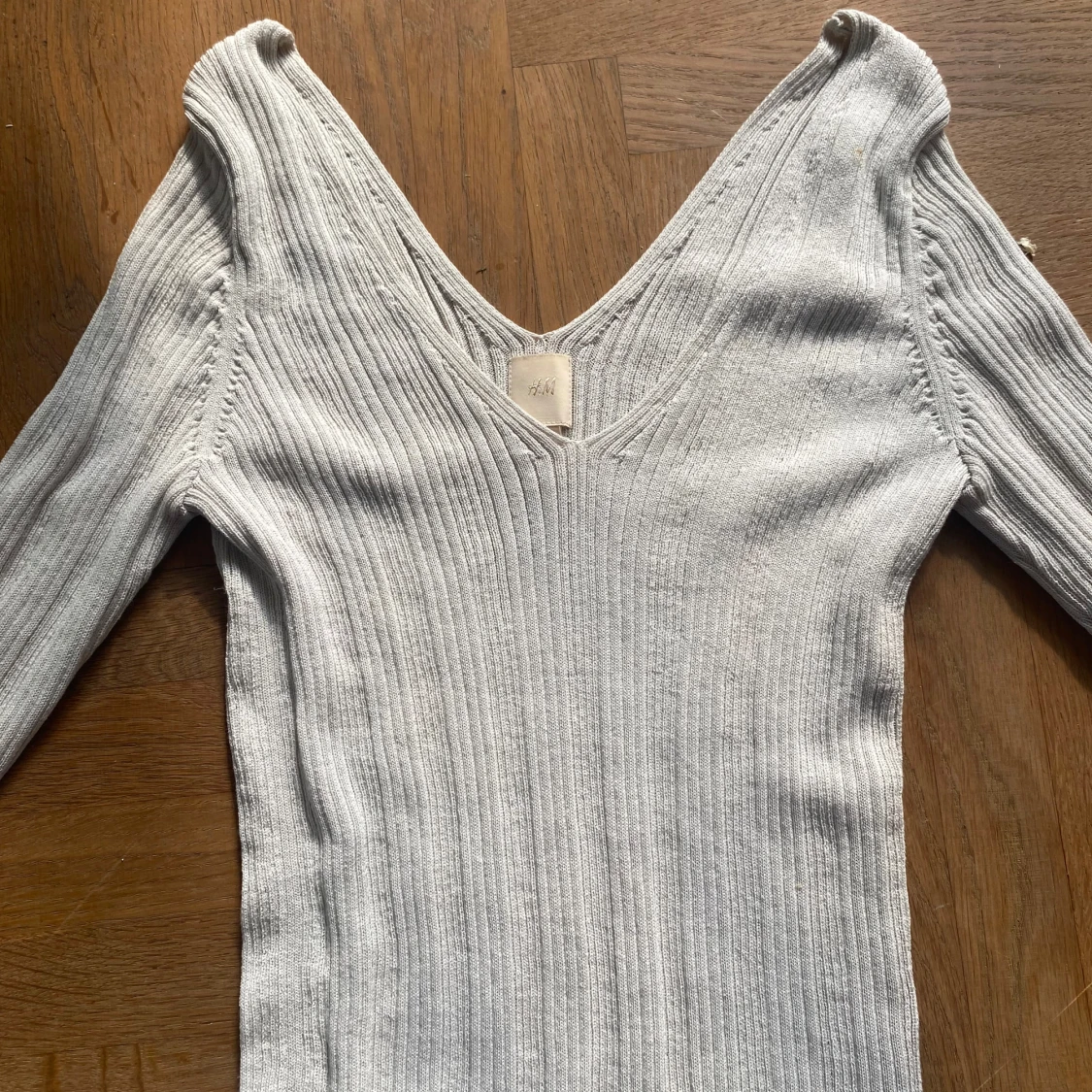 Ribbad krämvit topp - 90