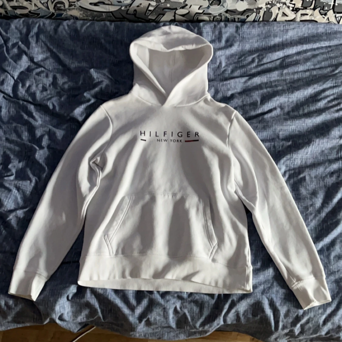 Tommy hilfiger hoodie vit  - 1