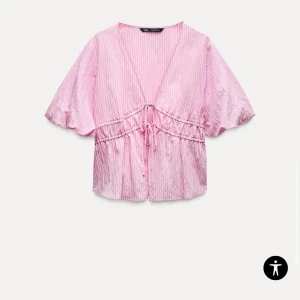 Rosa randig topp med knyt - SÖKES ZARA