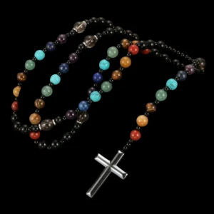 Färgglatt halsband med kors - Fri frakt❤️