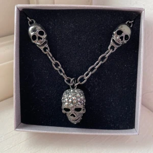 Halsband med dödskallar - Ett unikt halsband med 4 små och 1 stor dödskalle på, kan verkligen piffa upp din outfit!🌸
