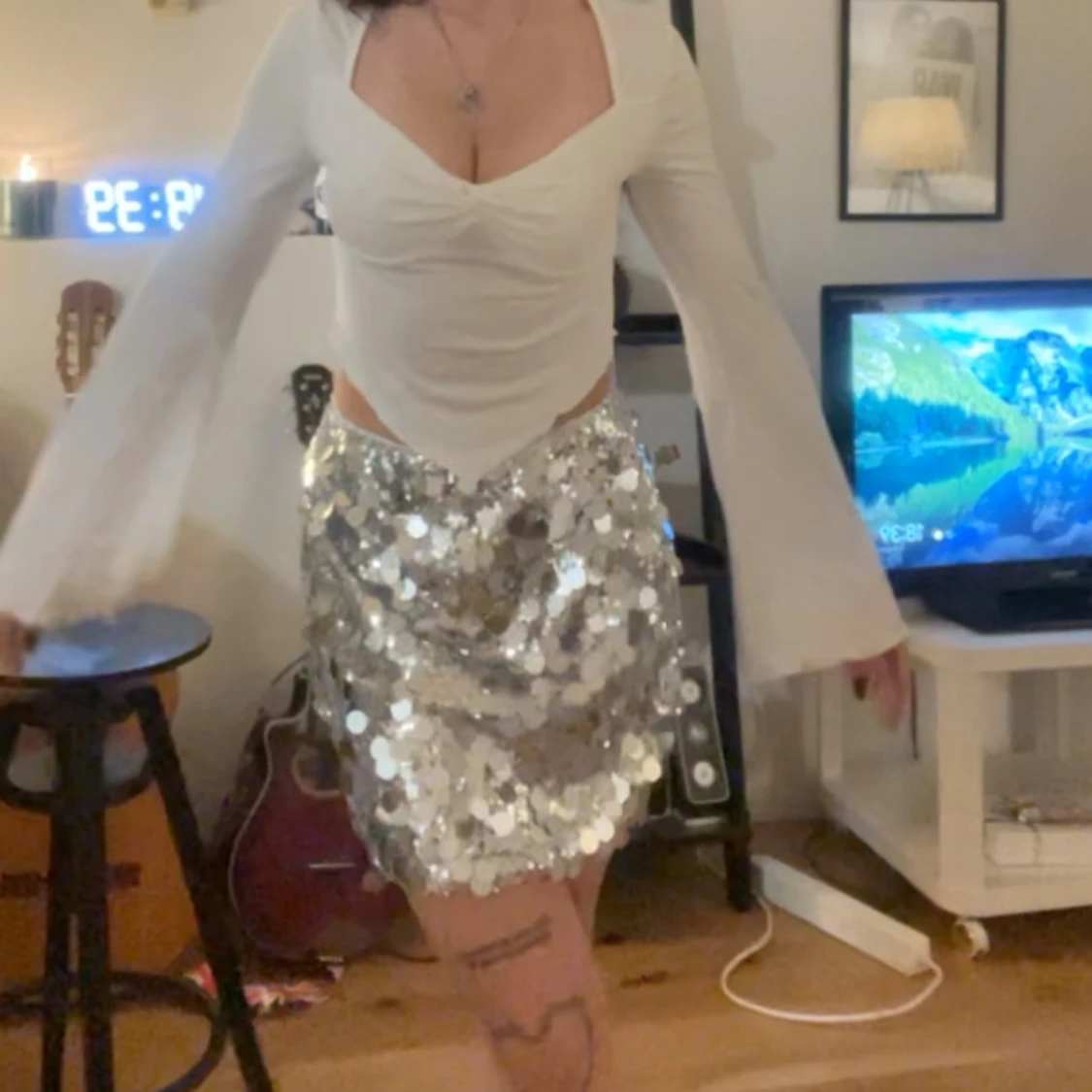 Glittrig silver kjol - 2