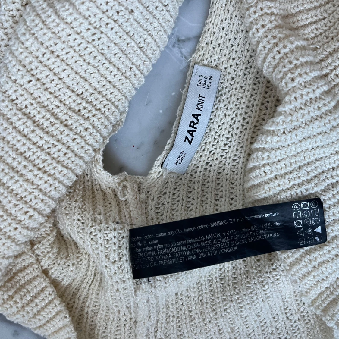 Beige stickad linnetopp - 4