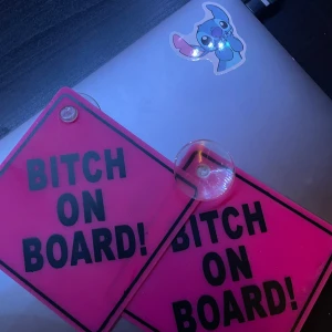 Plastskylt - Två supersöta plast skyltar med sugproppar, perfekta till bilen🩷fick som present men helt oanvänd då ja inte har en bil