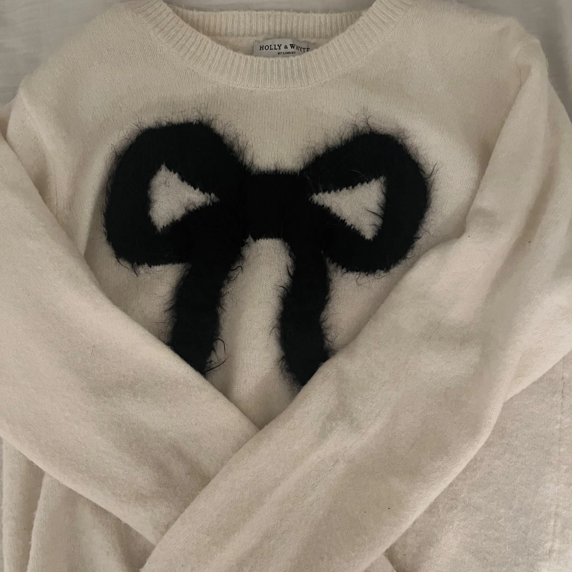 Vit stickad tröja  - 90