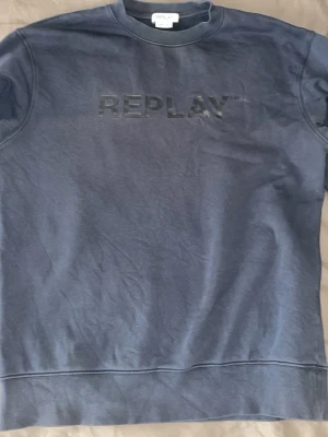 Mörkblå sweatshirt från Replay - Snygg mörkblå sweatshirt från Replay med diskret logga i svart på bröstet. Klassisk rund halsringning och raka ärmar.