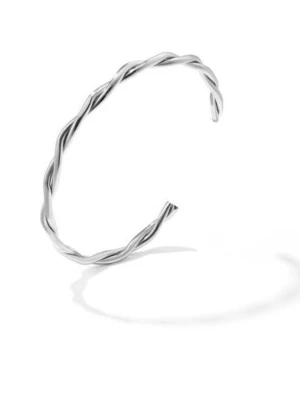 Tvinnat silverfärgat armband - Snyggt armband i silverfärg rostfritt stål med tvinnad design. Öppet avslut som gör det enkelt att ta på och av. Perfekt accessoar för dig som gillar minimalistisk och stilren look. Tillverkat i metall med blank finish.