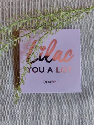 Lilac You A Lot ögonskuggspalett - Säljer en ögonskuggspalett från Colourpop med nio olika nyanser i lila, lavendel och violett toner. Paletten har både matta och skimrande skuggor i en fyrkantig, ljuslila förpackning med spegel i locket. Perfekt för kreativa och färgstarka ögonmakeuper.                              Skick: endast 3 av färgerna har använts vid ett tillfälle. De är i otroligt bra skick och förvarats stående i en Alex Hurts.