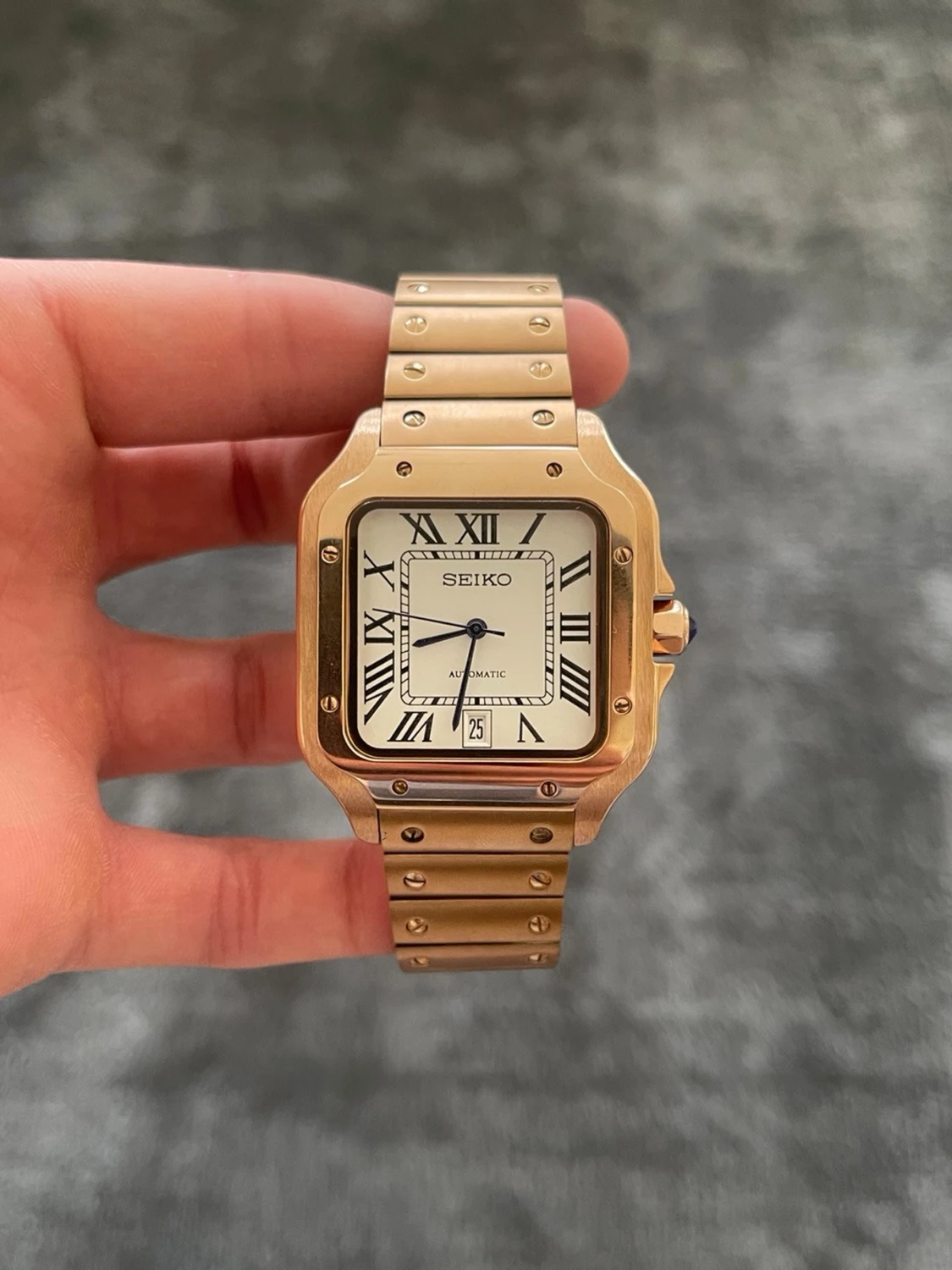 Seiko Mod Santos – Rose Gold (Vit Tavla) - 4