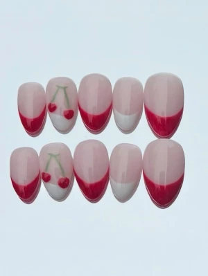 Cherry French Pressons - Valfri storlek, görs på beställning 💗Prepkit ingår alltid!