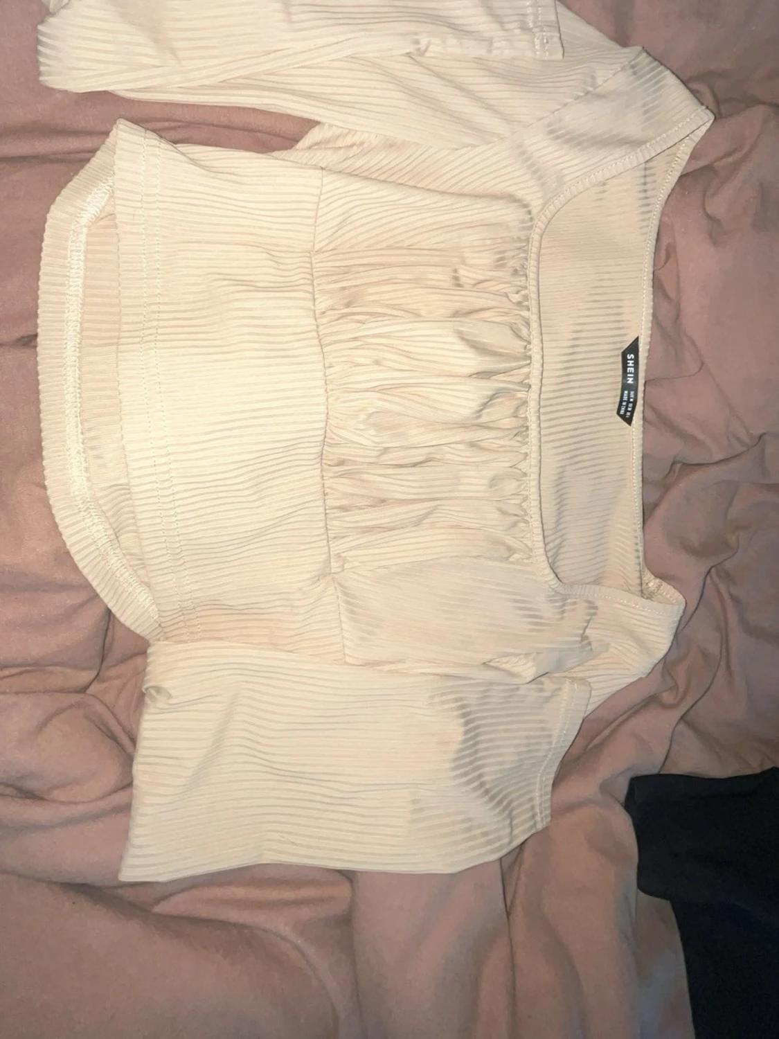 Beige ribbad topp från SHEIN