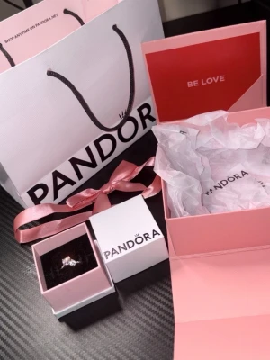 Silverring med sten från Pandora - Säljer en elegant silverring från Pandora med en gnistrande klar sten i mitten. Ringen har en klassisk och stilren design som passar perfekt för dig som gillar tidlösa smycken. Kommer i originalask och presentpåse från Pandora.
