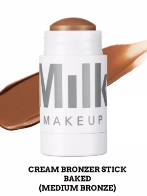 Milk Makeup Cream Bronzer Stick Baked - Milk Makeup Cream Bronzer Stick i nyansen Baked är en krämig bronzer i stickformat. Färgen är medium bronze med varm underton och ger ett naturligt solkysst glow. Förpackningen är vit med grå text och bronzern appliceras smidigt direkt från sticket.