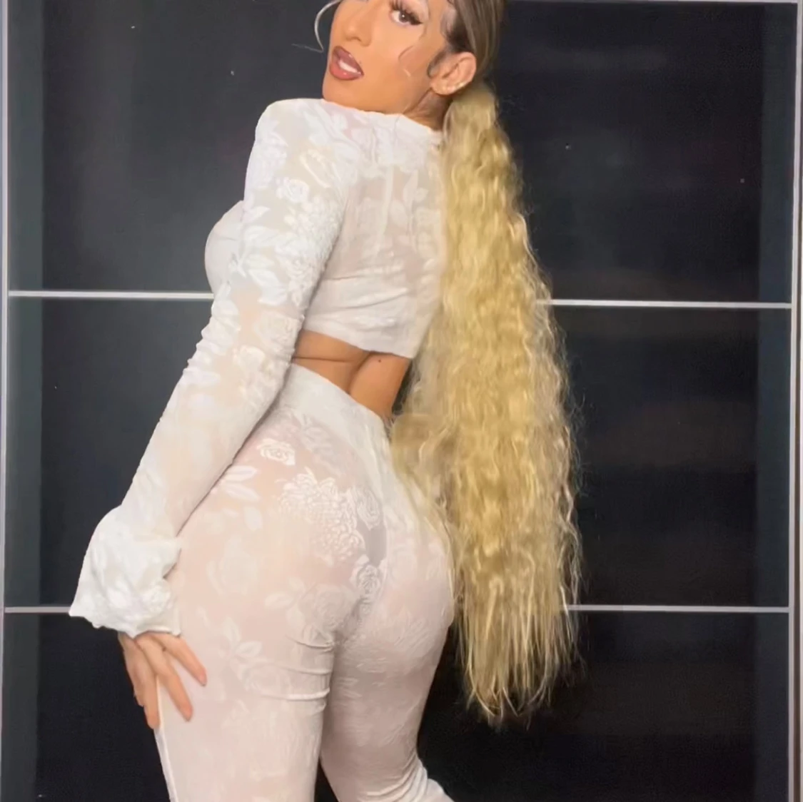 Vit spetsblus och leggings | OANVÄND  - 90