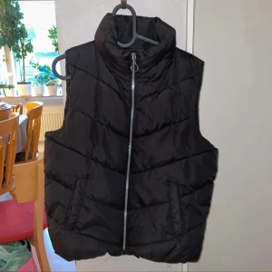 Svart dunväst från JDY - Säljer en svart dunväst från JDY i bra skick. Västen har en dragkedja framtill och är perfekt för höst och vinter. Den är både stilren och praktisk, idealisk för lager-på-lager under kyliga dagar.