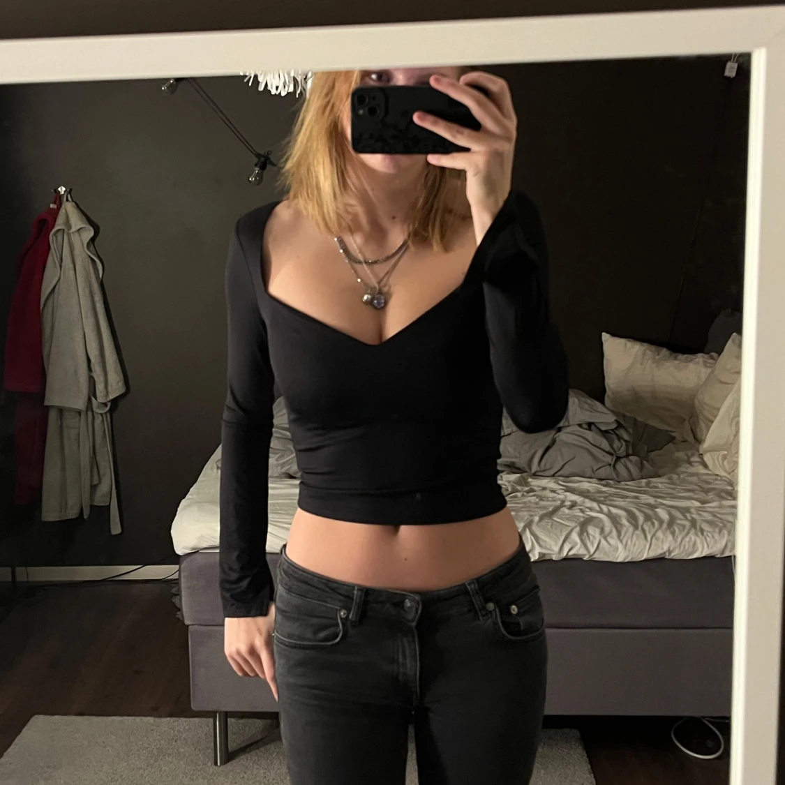 Svart långärmad topp