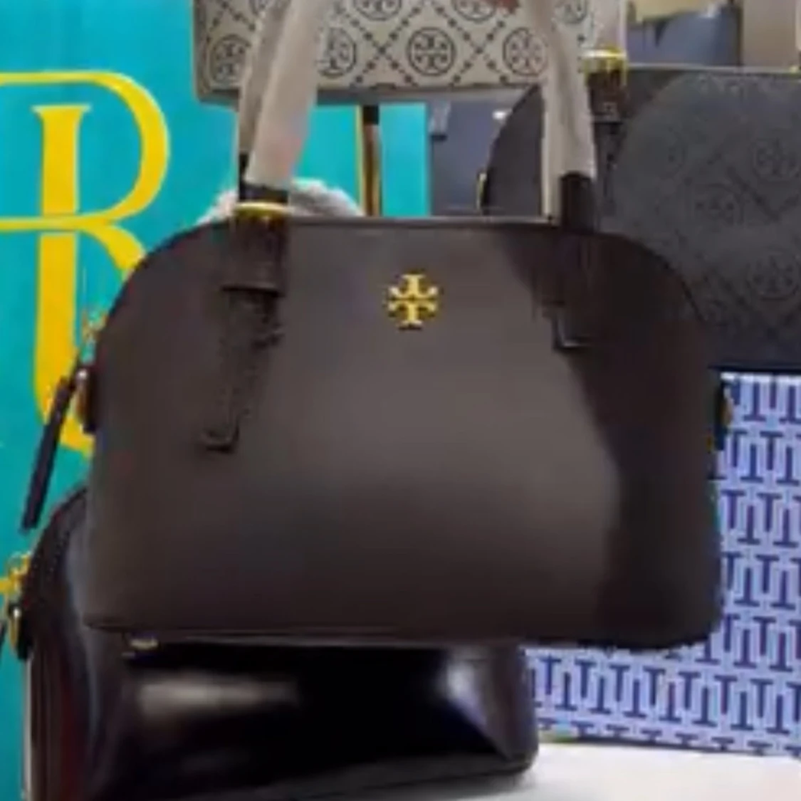 Mönstrad handväska med logotyp & tory burch - 3