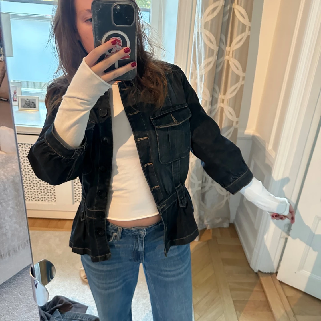 Trekvarsärmad jeans jacka  - 92